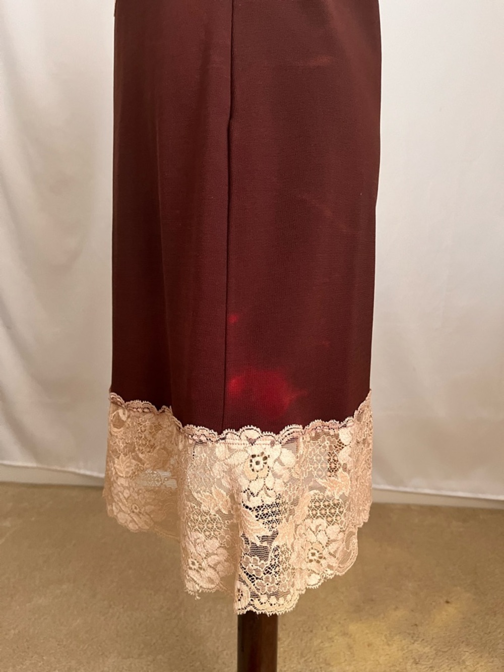 Vintage 90s D&G - Brown Slip Dress with Tan Lace Trim - 46 IT / U.S. 10 - Picture 12 of 16